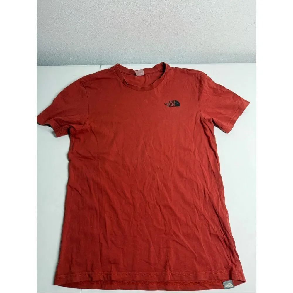 North Face Shirt Mens Red Crewneck Short Sleeve Casual Cotton Sz M See Notes